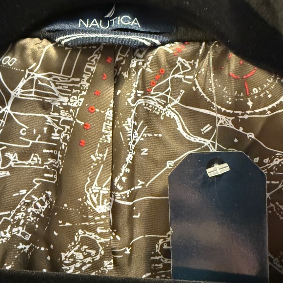 Nautica Mens Dress Pea Coat Dark Olive Green  size 44R NWT - Picture 3 of 11